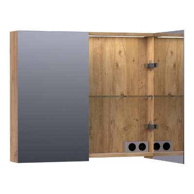 BRAUER Impress Deluxe armoire de toilette – 80 x 70 x 15 cm – LED directe – 2 portes, portes-miroir double face – Chateau