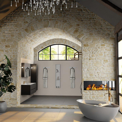 Mondiaz Aivy ensemble de meuble de salle de bains - 120x45x50cm - 1 trou de robinet - 1 vasque talc Solid surface - Gauche - 2 tiroirs - Avec armoire de toilette - MDF Urban