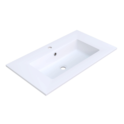 Arcqua Mira Lavabo encastré - 81x46x1.5cm - vasque simple - 1 trou de robinet - marbre de synthèse - blanc mat