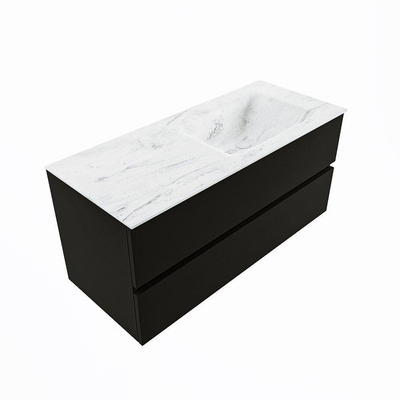 MONDIAZ VICA-DLUX Ensemble meuble de salle de bains - 110cm - meuble bas Urban - 2 tiroirs - lavabo encastré Cloud à droite - sans trous de robinet - version haute 60cm - Opalo
