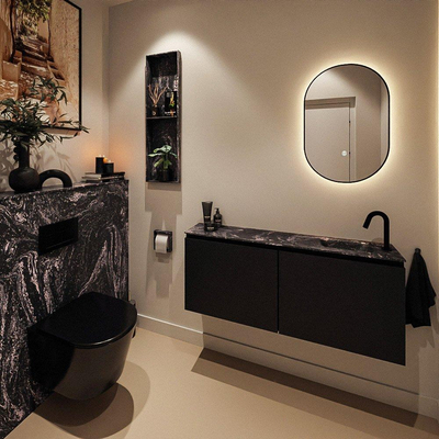 MONDIAZ TURE-DLUX 120cm toiletmeubel Urban. EDEN wastafel Lava positie rechts. Met 1 kraangat.