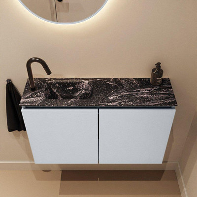 MONDIAZ TURE-DLUX Meuble de toilettes 80 cm Clay. Lavabo EDEN Lava position gauche. Avec 1 trou de robinet.