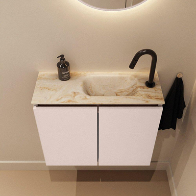 MONDIAZ TURE-DLUX 60cm toiletmeubel Rosee. EDEN wastafel Frappe positie rechts. Met 1 kraangat.