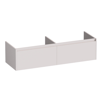 BRAUER Embrace meuble sous-lavabo - 139x35x45.5cm - 2 tiroirs à fermeture douce - sans poignées - 2 découpes pour siphon - sable mat