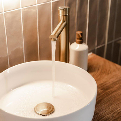 Brauer Gold - Edition Wastafelmengkraan opbouw - hoog - model d - PVD - geborsteld goud