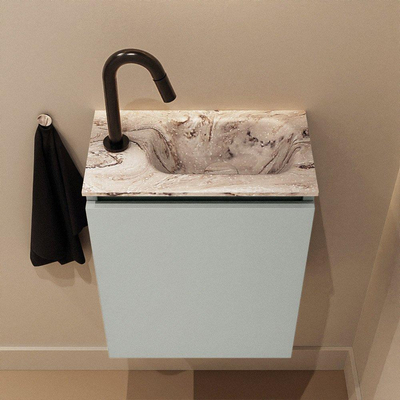MONDIAZ TURE-DLUX Meuble de toilettes 40cm Greey. Lavabo EDEN Glace position à droite. Avec 1 trou de robinet.