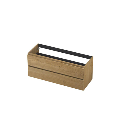 INK Wastafelonderkast - 120x45x52cm - 2 lades - greeploos - met houten keerlijst - MDF - Natur