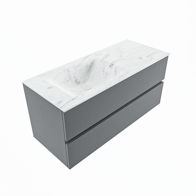 Mondiaz VICA-DLUX ensemble de meuble de salle de bain - 110cm - meuble sous-vasque plata - 2 tiroirs - lavabo encastrée cloud gauche - sans trous de robinet - version haute de 60cm - opalo