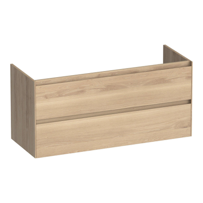 BRAUER Inspire meuble sous-lavabo 120 2 tiroirs à fermeture douce - sans poignées - 1 découpe pour siphon - chêne massif - lamelles chêne naturel