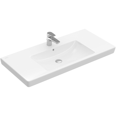 Villeroy & Boch Subway 2.0 meubelwastafel - geslepen - 100x47cm - met kraangat - met overloop CeramicPlus - White Alpine (glans wit)