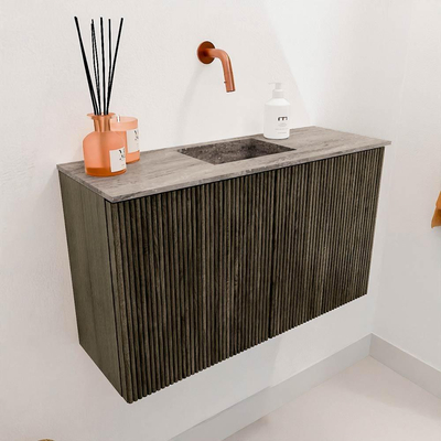 Mondiaz JOYA-DLUX 70cm toiletmeubel - kleur Shadow - Wastafel FAYE positie Midden Zonder kraangat kleur Oza.