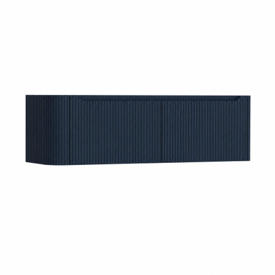 H&R Badmeubelen Juice Wastafelonderkast - 140x45x40cm - linkerhoek afgerond - 3D-front - 2 lades - geïntegreerde greep - blue oak