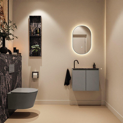 MONDIAZ TURE-DLUX 60cm toiletmeubel Smoke. EDEN wastafel Lava positie links. Met 1 kraangat.