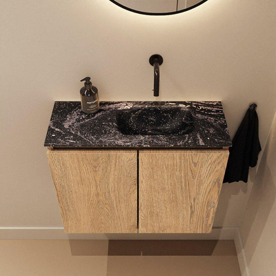 MONDIAZ TURE-DLUX Meuble toilette - 60cm - Washed Oak - EDEN - vasque Lava - position droite - sans trou de robinet