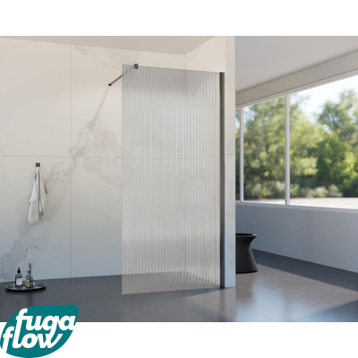 FugaFlow Eccelente Vetro inloopdouche badkamer - 110x200cm - ribbelglas - wandarm - gunmetal