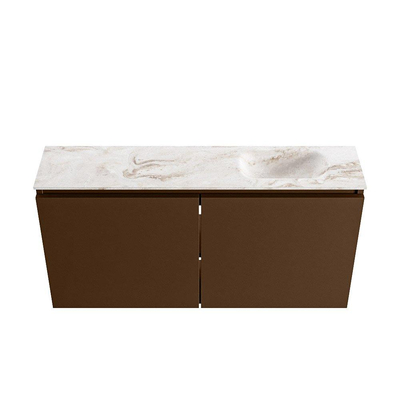 MONDIAZ TURE-DLUX 100cm toiletmeubel Rust. EDEN wastafel Frappe positie rechts. Zonder kraangat.