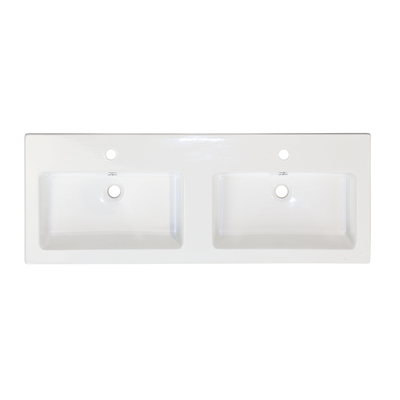 HR badmeubelen Djazz Lavabo - 121x45,5x4cm - 2 trous de robinet - 2 cuves - céramique blanc
