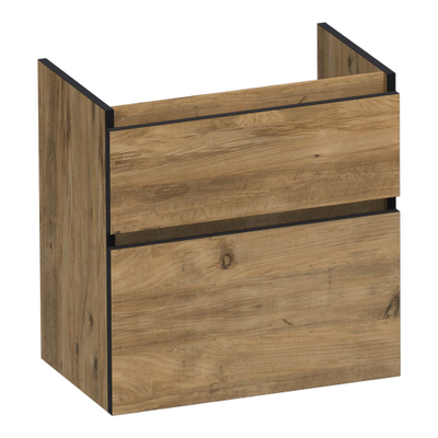 BRAUER Delight Edge wastafelonderkast ondiep 60 2 softclose lades - greeploos - 1 sifon uitsparing - Chateau
