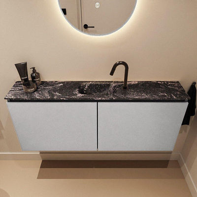 MONDIAZ TURE-DLUX meuble WC 120 cm Plata. Lavabo EDEN Lava position milieu. Avec 1 trou de robinet.