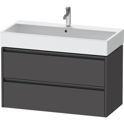 Duravit Ketho 2 meuble sous-lavabo avec 2 tiroirs 98.4x46x54.9cm avec poignées anthracite graphite mat