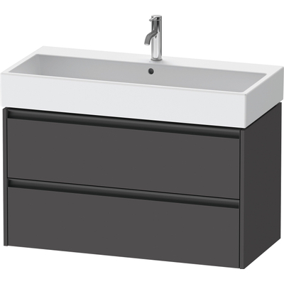 Duravit ketho 2 meuble sous lavabo avec 2 tiroirs 98.4x46x54.9cm avec poignées anthracite graphite mat