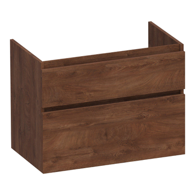 BRAUER Delight wastafelonderkast - 80x46x60cm - 2 softclose lades - greeploos - 1 sifon uitsparing - Forest Cacao