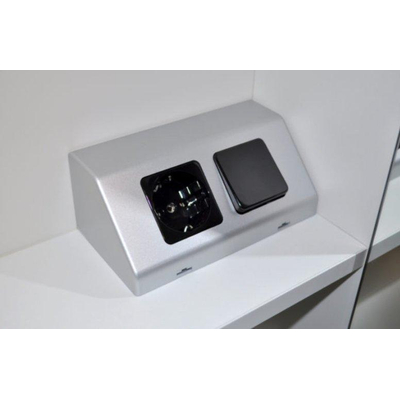 Sanicare prise de courant pour encastré et en saillie avec interrupteur gris argenté