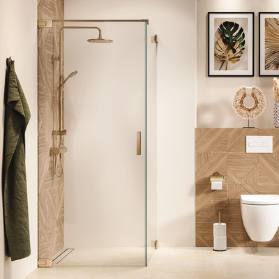 Sealskin Pure Porte de douche - 100x200cm - pour cabine de douche - verre transparent - 8mm - traitement anticalcaire - or brossé