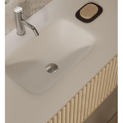 Thebalux Epoque Badkamermeubelset - 120x54x41.5cm - 1 lade - 2 deuren - greeploos - wastafel Corian - midden - zonder kraangat - Fineer Blanc