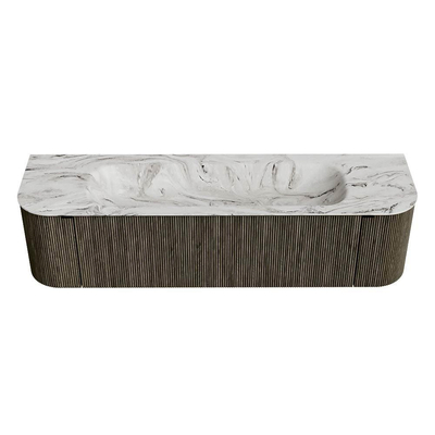 Mondiaz KURVE-DLUX Ensemble de meubles de salle de bains - 170x46x40cm - 1 tiroir - 2 portes - lavabo solid surface - central - sans trou de robinet - Shadow