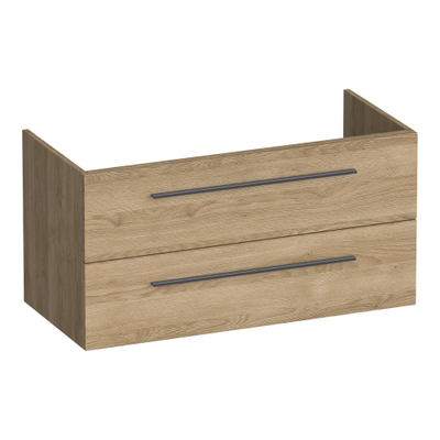 BRAUER Trust wastafelonderkast 100 excl. opbouwgrepen 2 softclose lades en 1 sifon uitsparing - Sunlit Met wasbak gravity 2 kraangaten SHOWROOMMODEL
