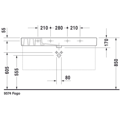 Duravit Vero Lavabo pour meuble 125x49cm avec trou pour robinetterie Blanc