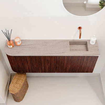 Mondiaz JOYA-DLUX 111.6cm toiletmeubel - ronding links kleur Ruby - Wastafel FAYE positie Rechts Zonder kraangat kleur Saba.