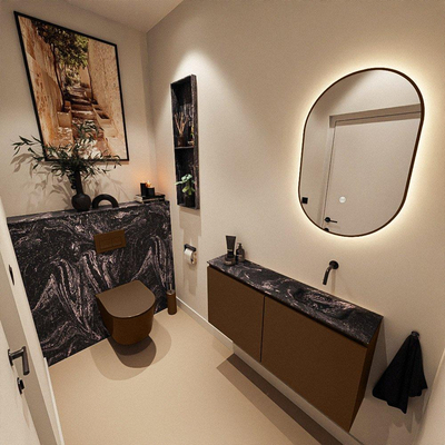 MONDIAZ TURE-DLUX Meuble WC 100 cm Rust. EDEN lavabo Lava position à droite. Sans trou de robinet.