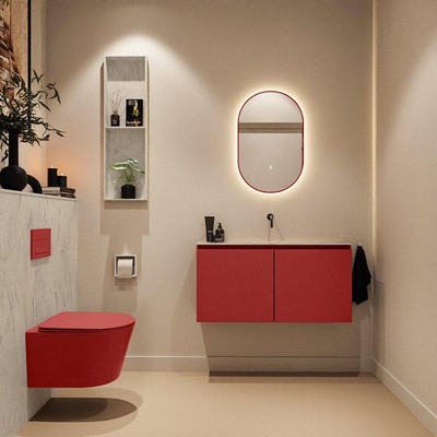 MONDIAZ TURE-DLUX 100cm toiletmeubel Fire. EDEN wastafel Opalo positie midden. Zonder kraangat.