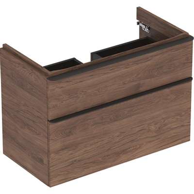 Geberit Smyle wastafelonderkast - 2 la - 88.4x62cm notelaar hickory - grijs