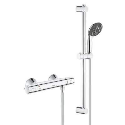 Grohe Precision Trend New renovatieset met douchekraan thermostatisch met koppelingen HOH=15cm met glijstangset chroom