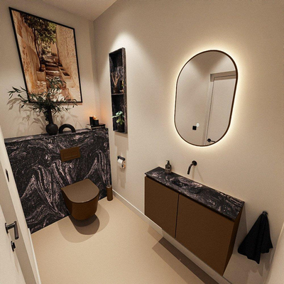 MONDIAZ TURE-DLUX 80cm toiletmeubel Rust. EDEN wastafel Lava positie midden. Zonder kraangat.