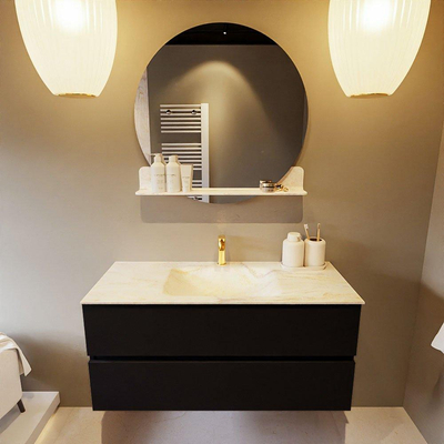 Mondiaz VICA-DLUX ensemble de meuble de salle de bain - 110cm - meuble sous-vasque urban - 2 tiroirs - lavabo encastré cloud milieu - 1 trou de robinet - version haute de 60cm - ostra