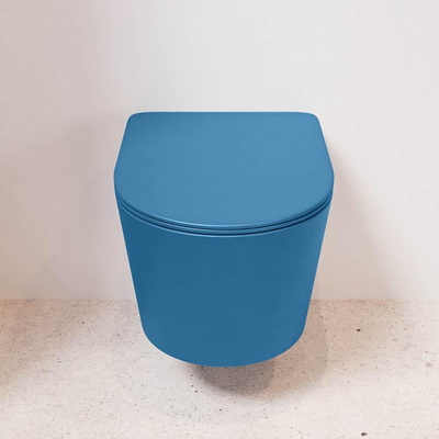Mondiaz LAVIE hangtoilet – spoelrandloos – 36 x 53 cm – met softclose zitting – Jeans (blauw)