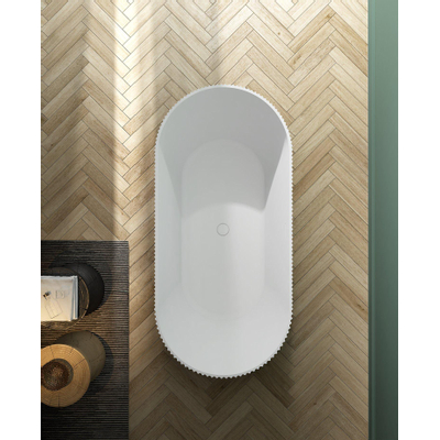 Arcqua Costilla baignoire îlot - 170x80cm - lignes verticales nervurées - acrylique - blanc brillant