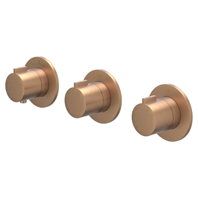 IVY Pact Ensemble de douche pluie - encastré - symmetry - 2 robinets d'arrêt - bras mural 40cm - tête de douche slim 20cm - barre de douche avec sortie - flexible de douche 150cm - douchette barre - Cuivre brossé mat PVD