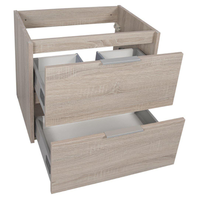 Differnz Bolo Ensemble meuble de salle de bains 61x50x46cm panneau FSC MFC / Céramique blanche chêne clair mat