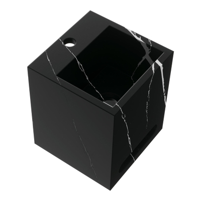 BRAUER Nova Fontein - 25x25x30cm - vrijhangend - blinde ophanging - 1 kraangat - marmerlook - nero marquina (zwart)