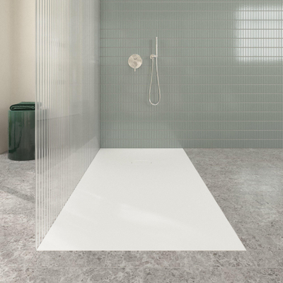 Villeroy & Boch Ecora douchebak - 170x90x4.5cm - afvoer korte zijde - stone white (wit)