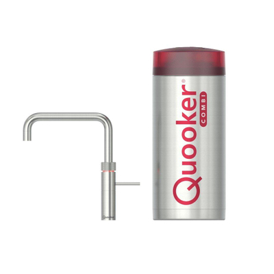 Quooker BE Fusion Square Robinet de cuisine pour eau bouillante - bec pivotant - réservoir Combi+ - eau chaude / bouillante - acier inoxydable