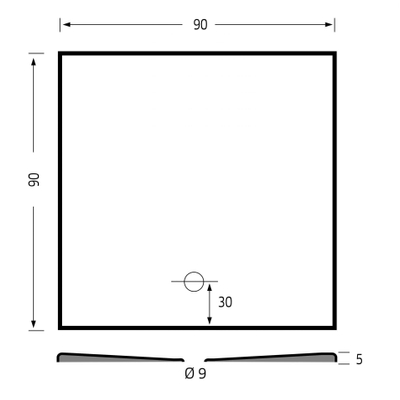 Xenz Flat Plus receveur de douche 90x90cm carré ébène (noir mat)