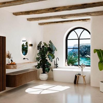 MONDIAZ THOR-DLUX 170cm meuble de salle de bains arrondi gauche + droite couleur Walnut avec 1 tiroir et 2 portes. Vasque suspendue CLOUD Droite sans trou de robinet couleur Arena.