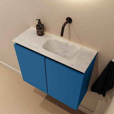 MONDIAZ TURE-DLUX 60cm toiletmeubel Jeans. EDEN wastafel Opalo positie rechts. Zonder kraangat.