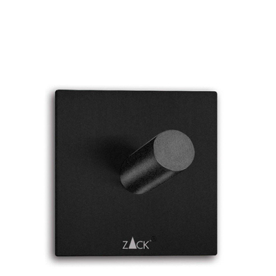 Zack Peco crochet porte-serviettes 5x5cm carré autocollant Noir Mat